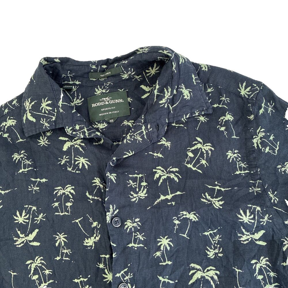 Mens Rodd & Gunn Short Sleeve Button Up Shirt Size XS Allini Linen Palm Tree